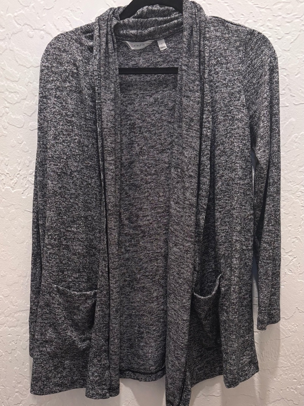 Athleta Men's Open-Front Heather Charcoal Cardigan